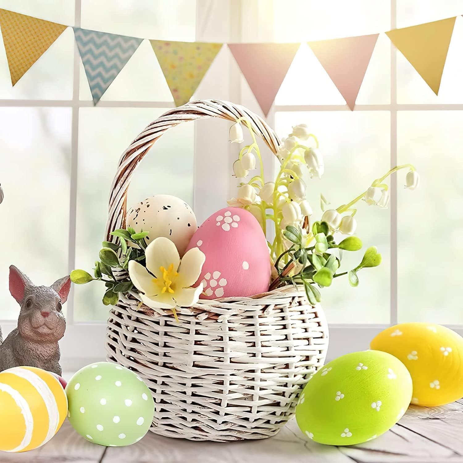 Easter Wooden Eggs Easter Decorations - 8 Colors Wood DIY Faux Egg Crafts Fake Chicken Egg Nesting Eggs Easter Home