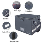 File Box with Lock, Fireproof Document Box with Pockets, Collapsible File Organizer Filing Storage Cabinet with