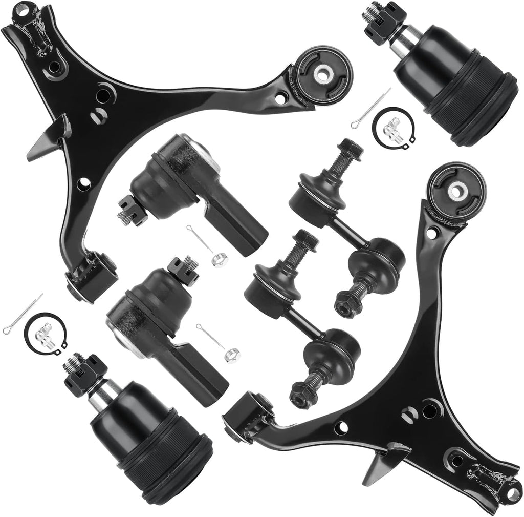 Front Lower Control Arms w/Ball Joints Sway Bars Outer Tie Rods Replacement Suspension Kit for 2001-2005 Honda Civic (Not for SI models) (8pc)