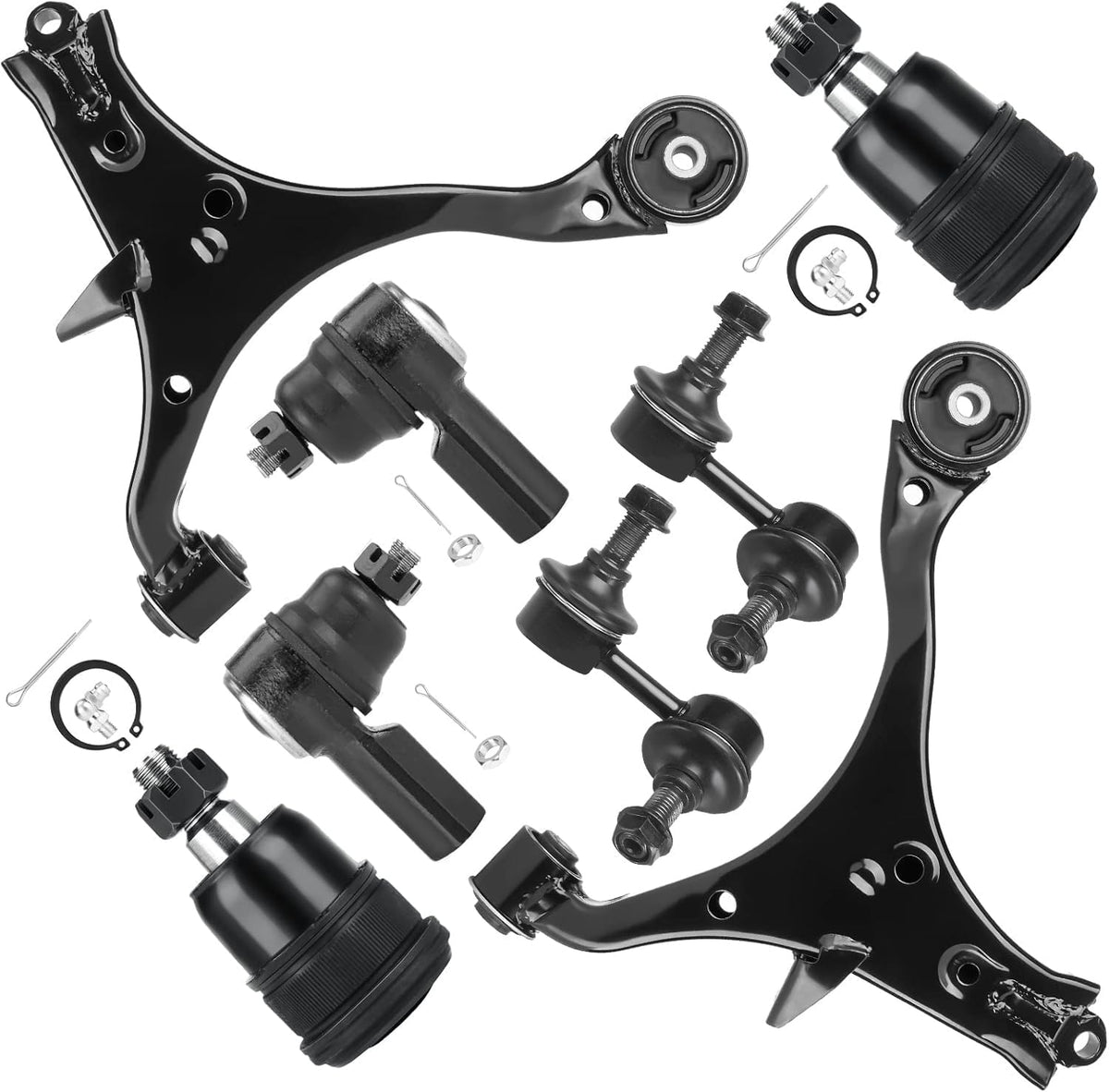Front Lower Control Arms w/Ball Joints Sway Bars Outer Tie Rods Replacement Suspension Kit for 2001-2005 Honda Civic (Not for SI models) (8pc)