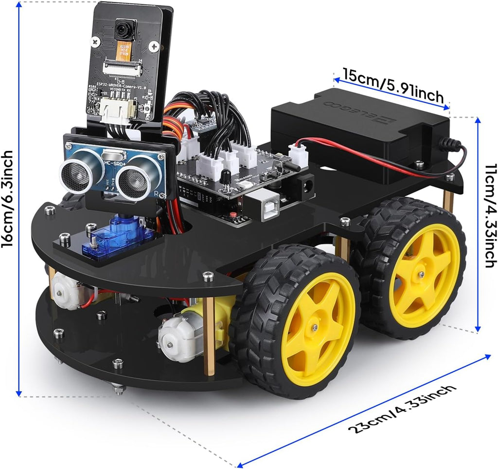 ELEGOO UNO R3 Smart Robot Car Kit V4 for Arduino Robotics for Kids Ages 8-12 12-16 STEM Science Kits Coding Gifts for