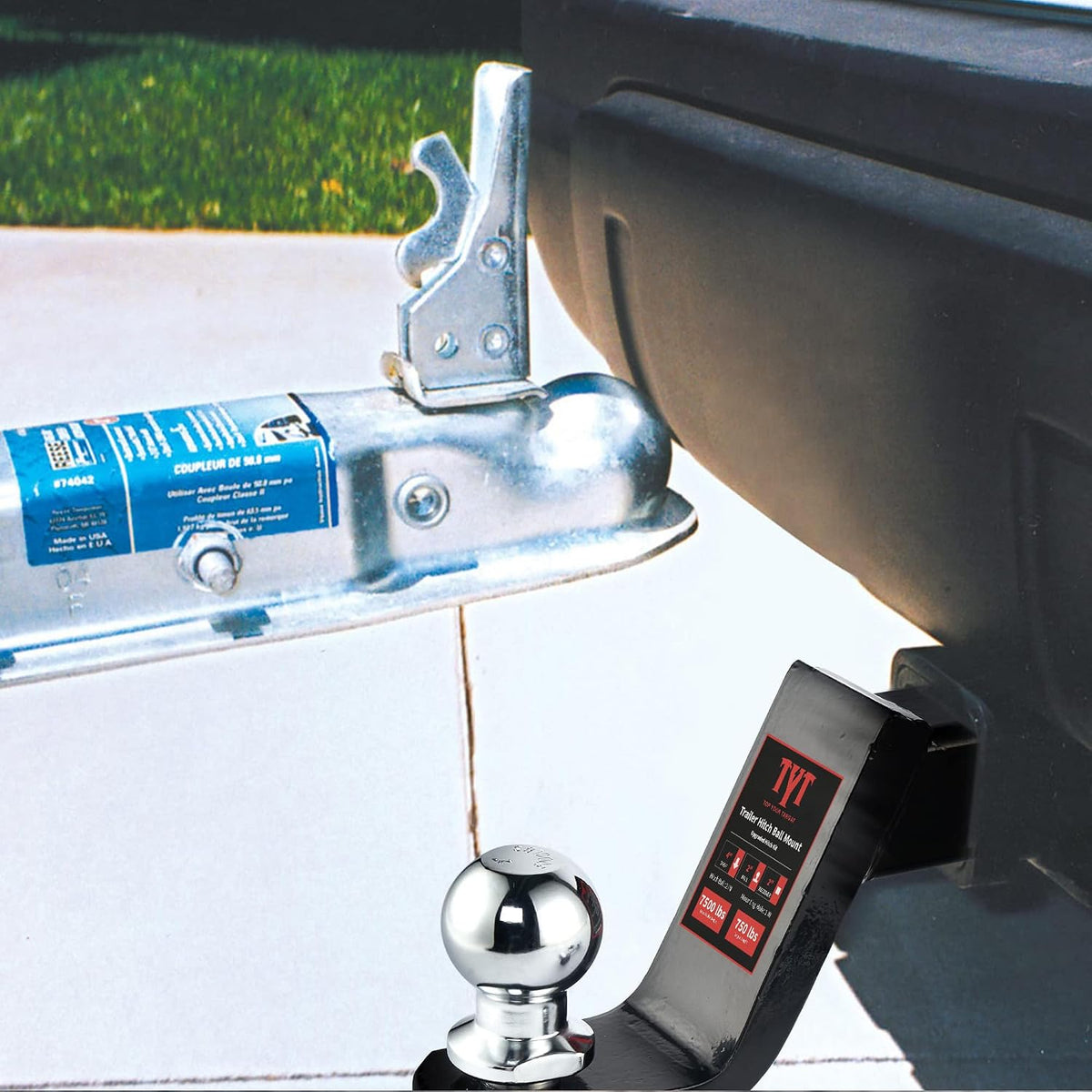 4-Inch Drop Trailer Hitch Ball Mount with 2" Ball for 2-Inch Receiver