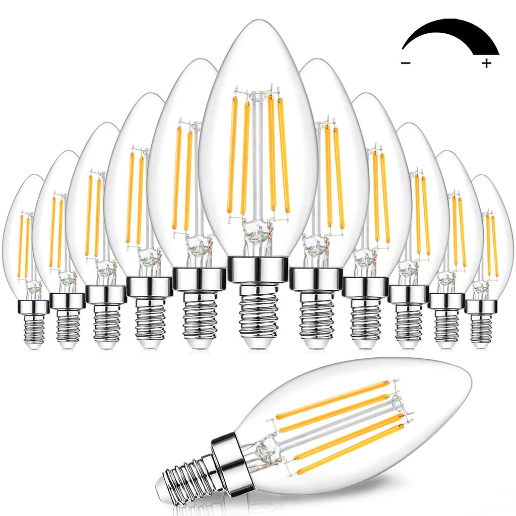 12-Pack Dimmable E12 LED Candelabra Bulbs 60W Equivalent, 2700K