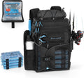 GearMaster Tackle Backpack with Bait Binder, Large Lightweight Water-Resistant Fishing Bag, Rod Holders, Food Storage