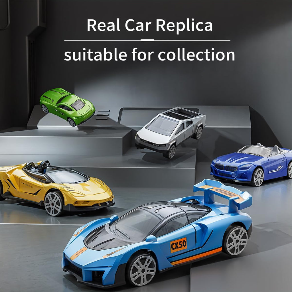 1:64 Scale Die-Cast Metal Toy Cars 12-Pack Vehicles Set, Includes Pickup, Racing Cars, Sports Cars for Display or
