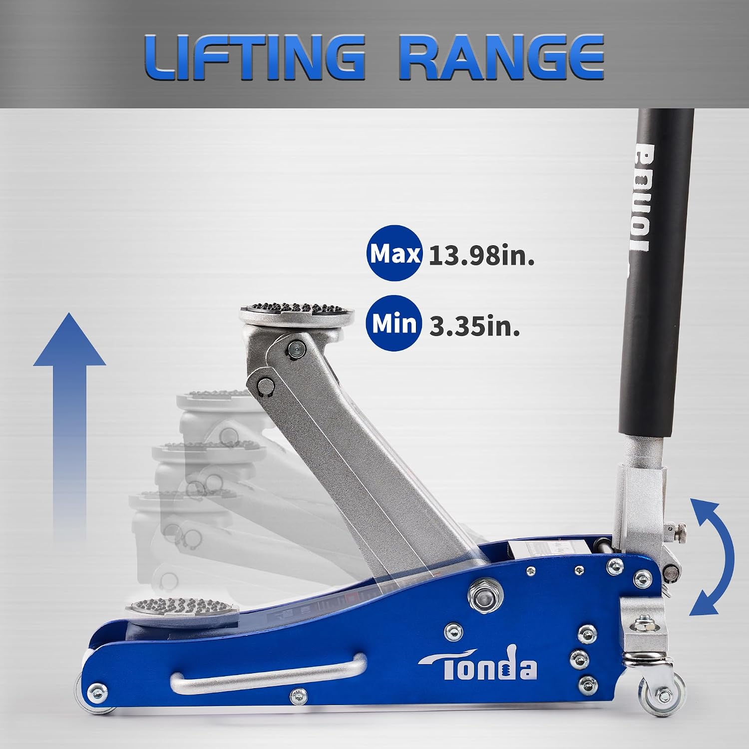 2 Ton Low Profile Floor Jack, Aluminum Steel Car Jack, Blue