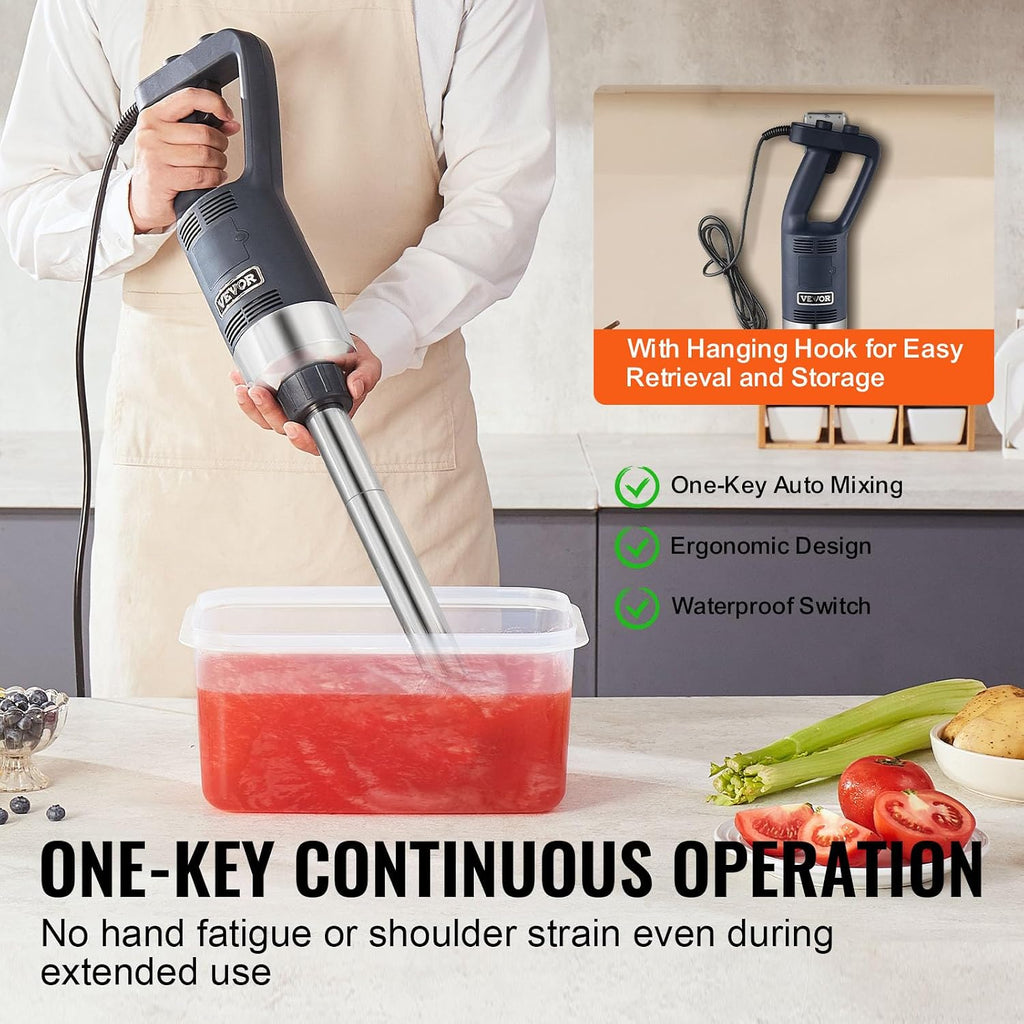 Commercial Immersion Blender, 500W Heavy Duty Hand Mixer, 16 inch Stepless Variable Speed Mixer with Stainless Steel