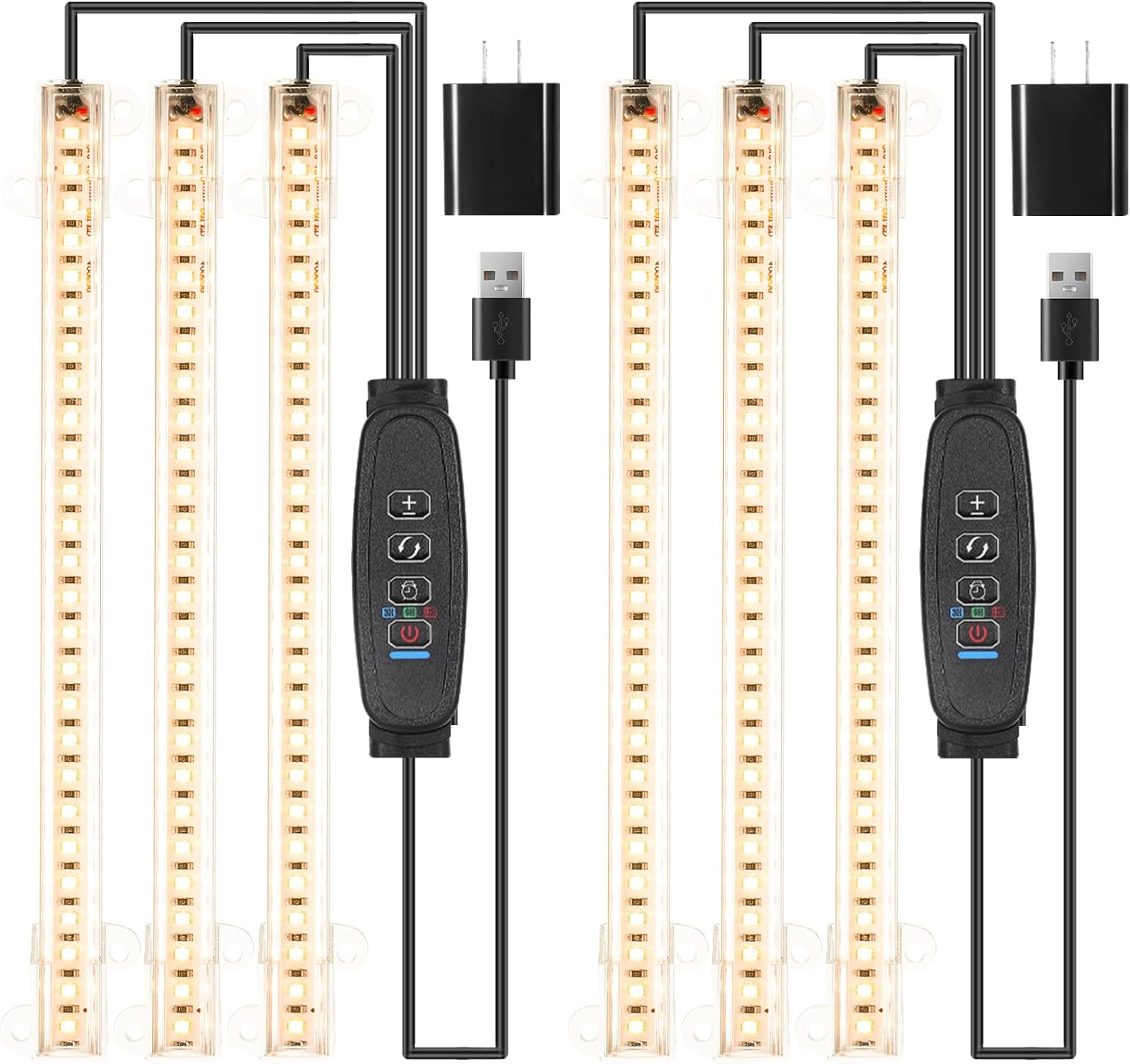 LED Grow Light Strips, Grow Lights for Indoor Plants Full Spectrum 3000K, Plant Light Bar with 3/9/12H Timer, 10