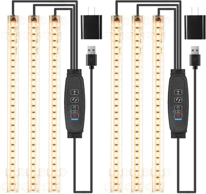 LED Grow Light Strips, Grow Lights for Indoor Plants Full Spectrum 3000K, Plant Light Bar with 3/9/12H Timer, 10
