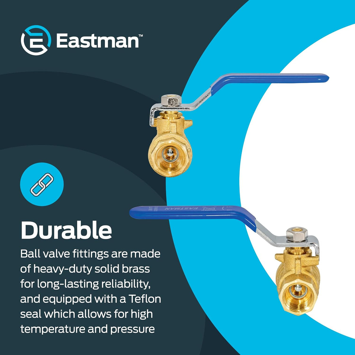 Eastman 3/8 Inch IPS Heavy Duty Full Port Ball Valve, Brass Plumbing Fitting, 20043LF
