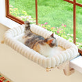 SnugCloud Cat Window Perch with 4-Sided Bolster - Orthopedic Cat Hammock for Window Sill - Solid Hardwood & Metal