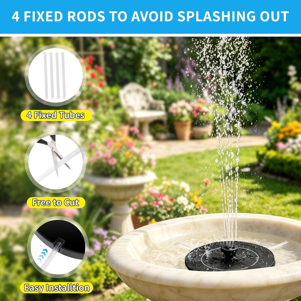 3.5W Solar Powered Water Fountain for Bird Bath Water Pump with 6 Nozzles