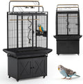 70" Large Bird Cage with Play Top, Metal Parrot Cage with Storage Cabinet | Tall Big Bird Flight Cage with Pull-Out