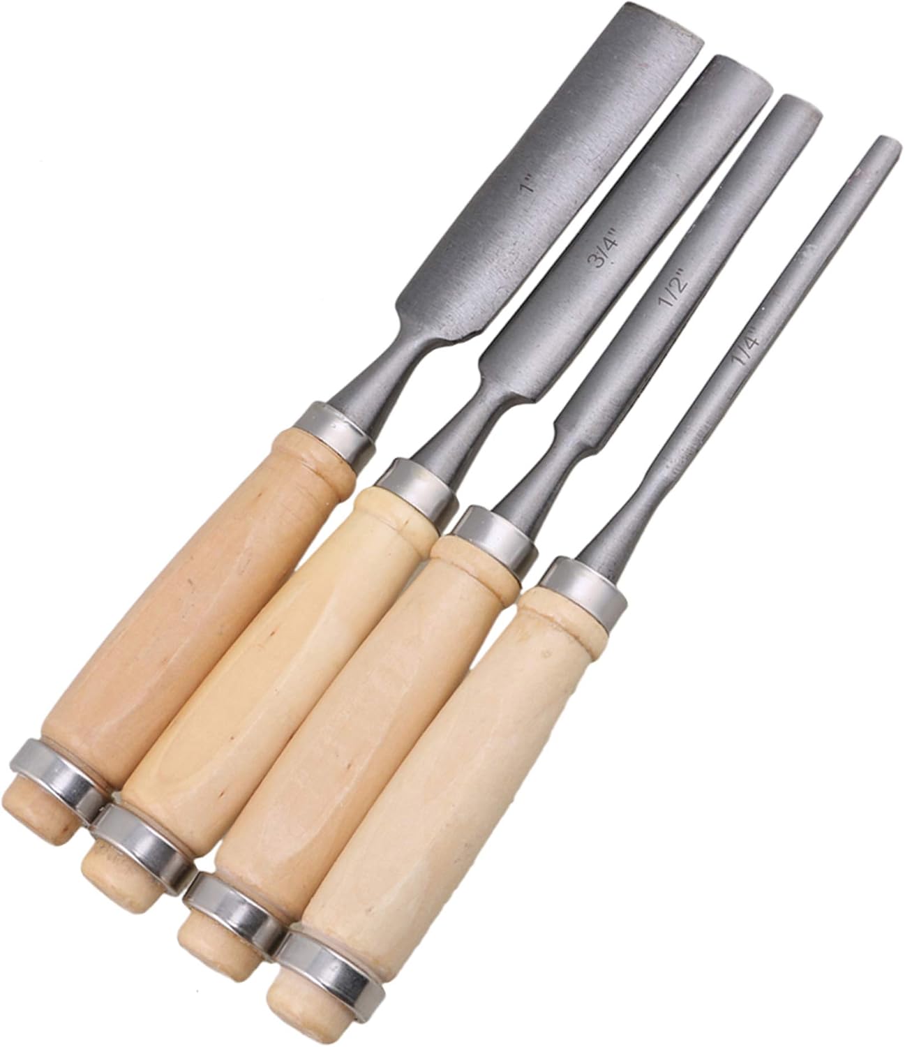 Carbon Steel Carving Firmer Gouge Semicircle Wood Chisel Set DIY Woodworking Handle Carpentry Tools Pack of 4