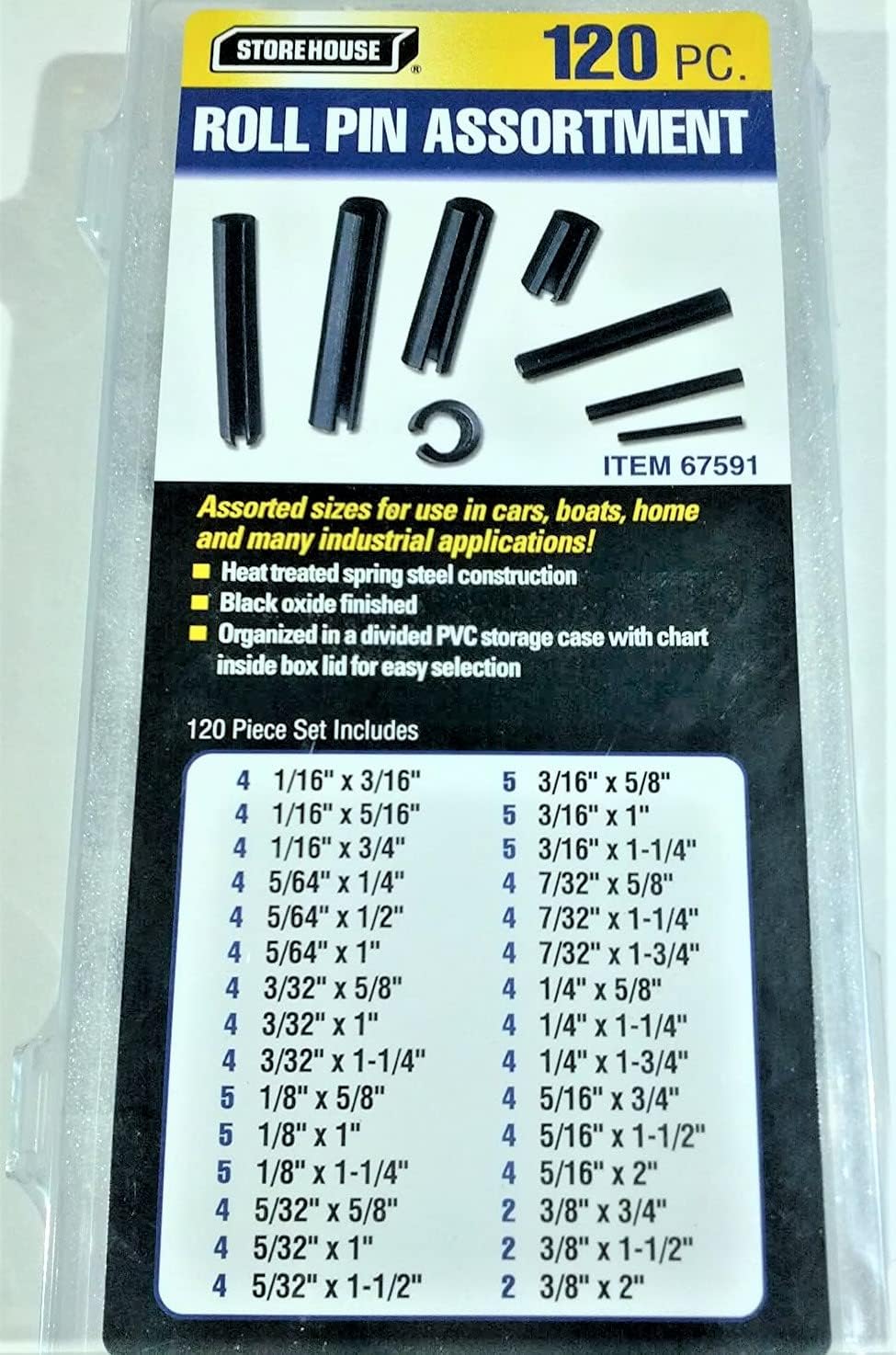 Harbor Freight Tools Roll Pin Assortment, 120 Pc. Storehouse