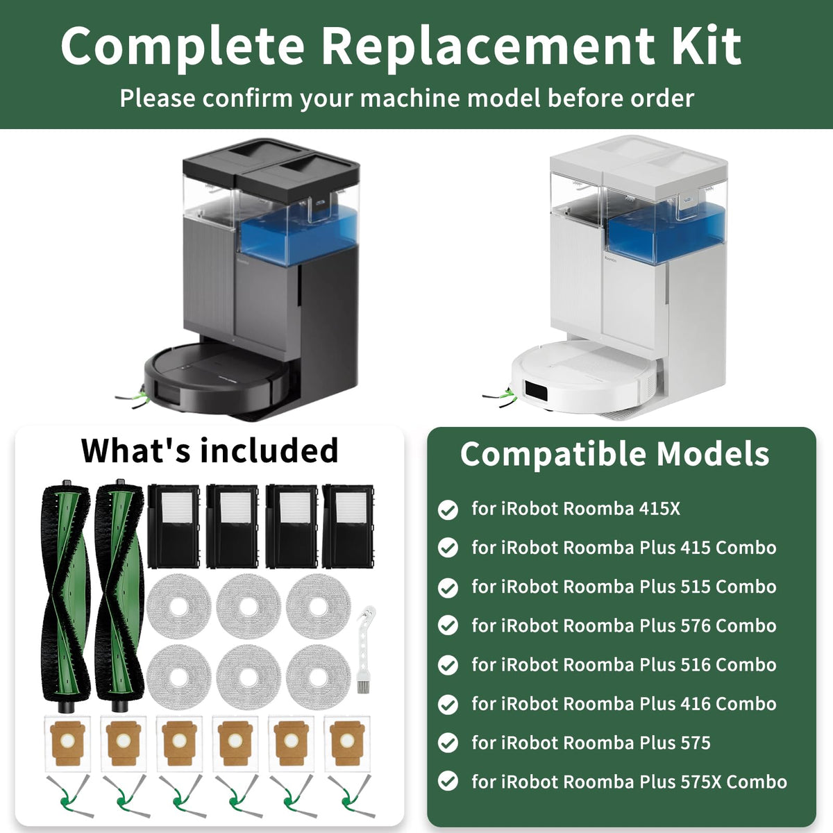 415X Replacement Parts for iRobot Roomba 415X/Plus 415 Combo