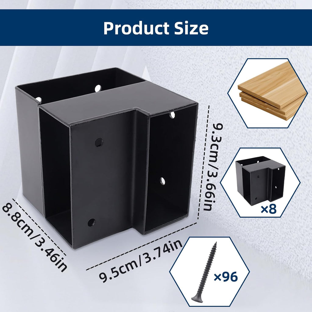 Heavy Duty Workbench Bracket Kit, 4 Pcs 3-Way Right Angle Steel | Sturdy hardware solution for building a custom