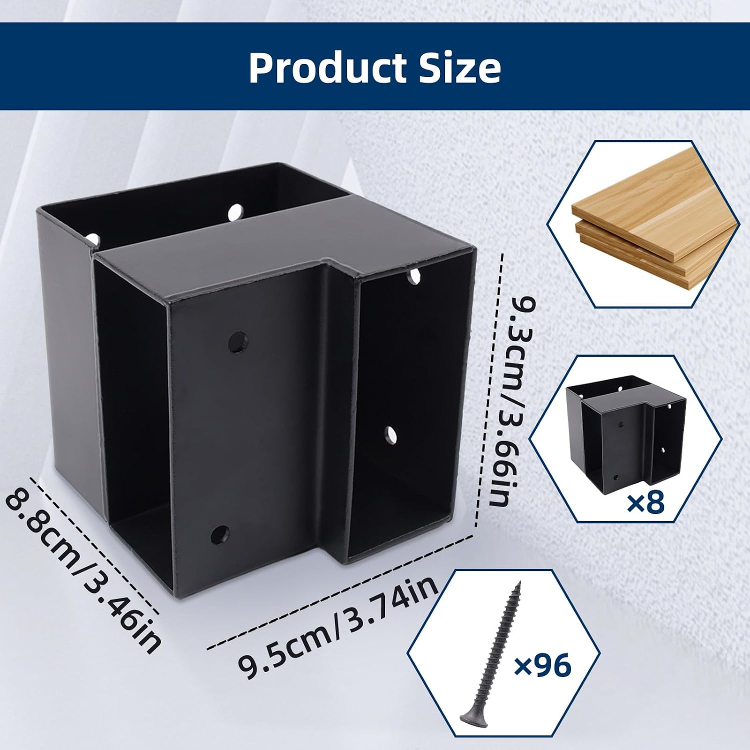 Heavy Duty Workbench Bracket Kit, 4 Pcs 3-Way Right Angle Steel | Sturdy hardware solution for building a custom