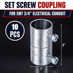 Gisafai 10 Pcs 3/4 Emt Coupling Conduit Fittings Screw Coupling