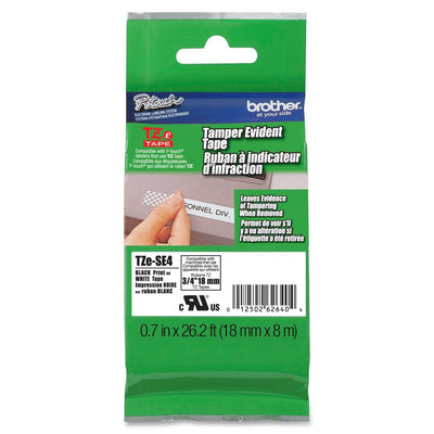 Genuine P-touch TZE-SE4 Tape, 3/4" (0.7") Wide Tamper-Evident Laminated Tape, Black on White, Primarily for Property