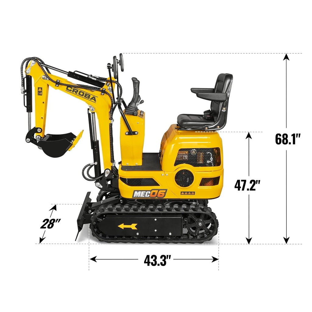 Mini Compact Excavator 300cc 9hp, 43.3" Max. Digging Depth, MEC06