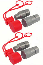 2 Sets LSQ-FF-04 1/2'' NPT ISO16028 Flat Face Hydraulic Quick Connect Coupling BobCat Skid Steer Loader Quick Disconnect Coupler with Dust Caps ISO12.5
