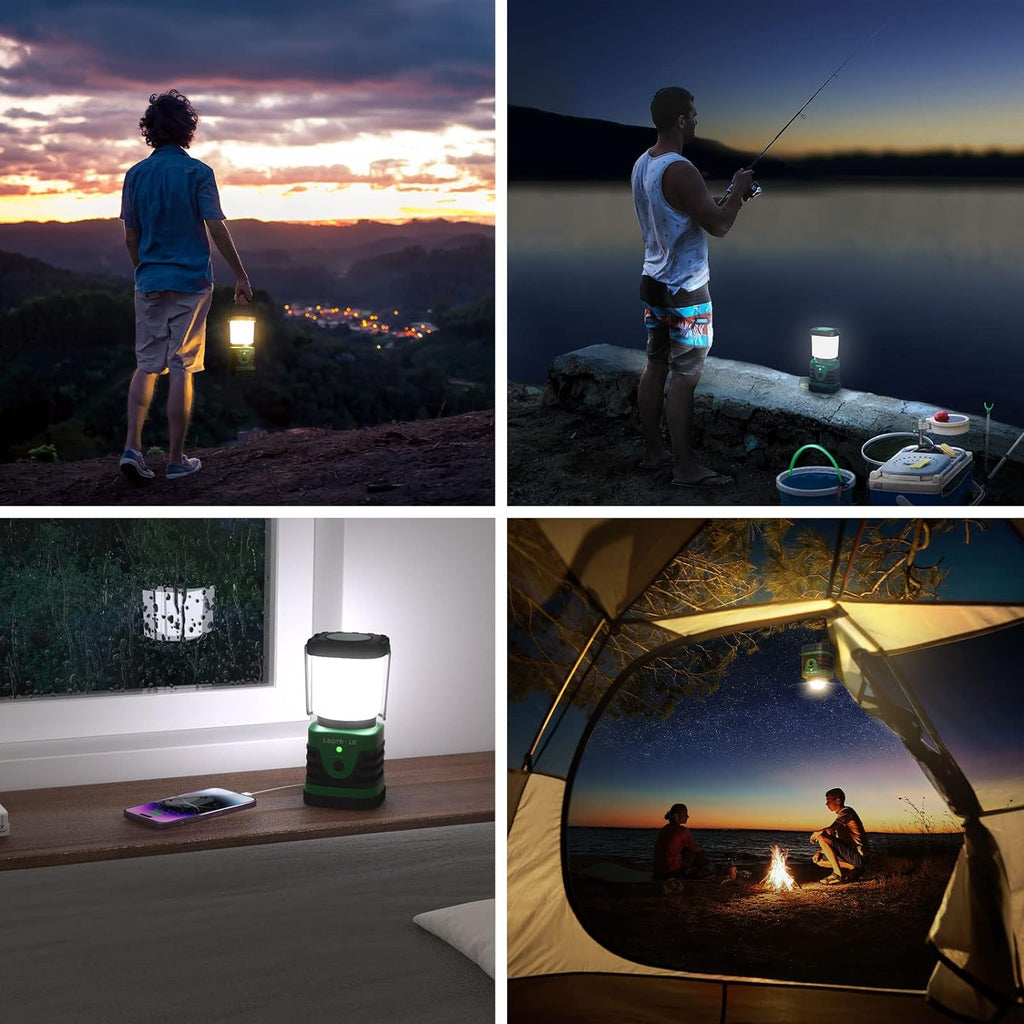 1000LM LED Camping Lantern Rechargeable, 4400mAh Green Tent Light with 4 Light Modes, Waterproof Lantern Flashlight