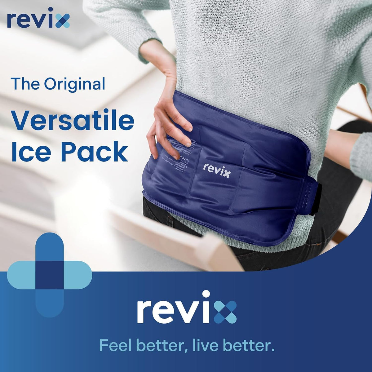Ice Pack for Injuries Reusable Gel for Lower Back & Shoulder, Navy