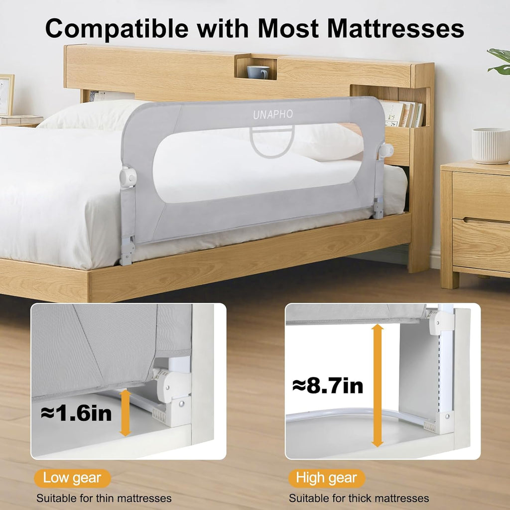Bed Rail for Toddlers,Swing Down Kids Bed Rails Guard for Twin,Full,Queen,Bunk Size Bed,Extra Tall Child Bed Rail