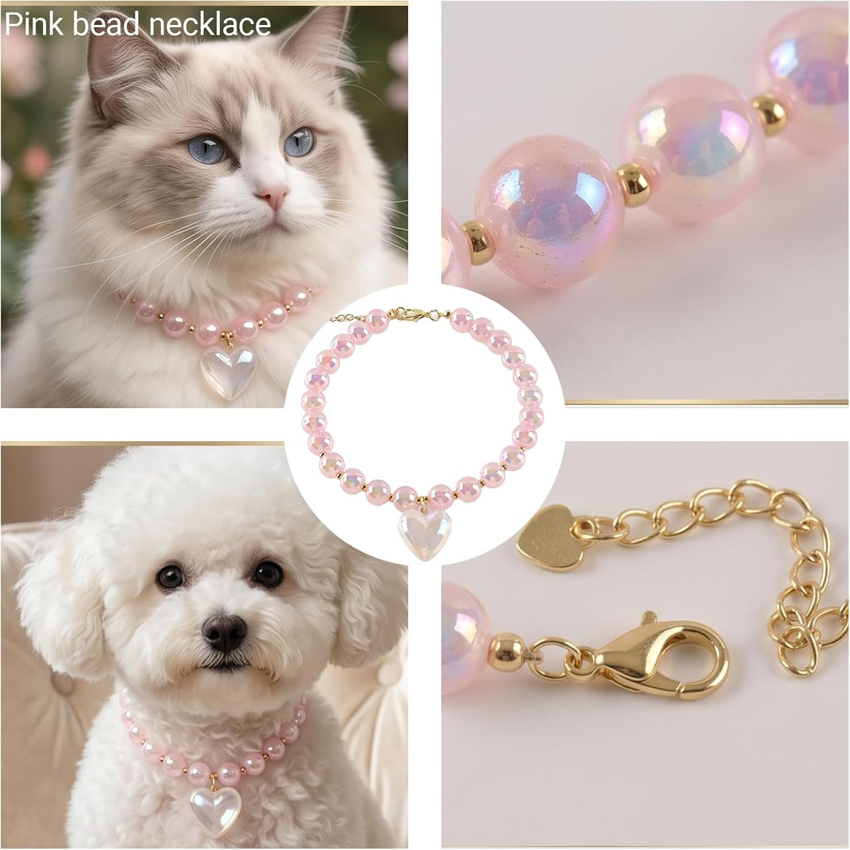 Rhinestones Dog Cat Collar Bling Adjustable Necklace (Pink, Samll)