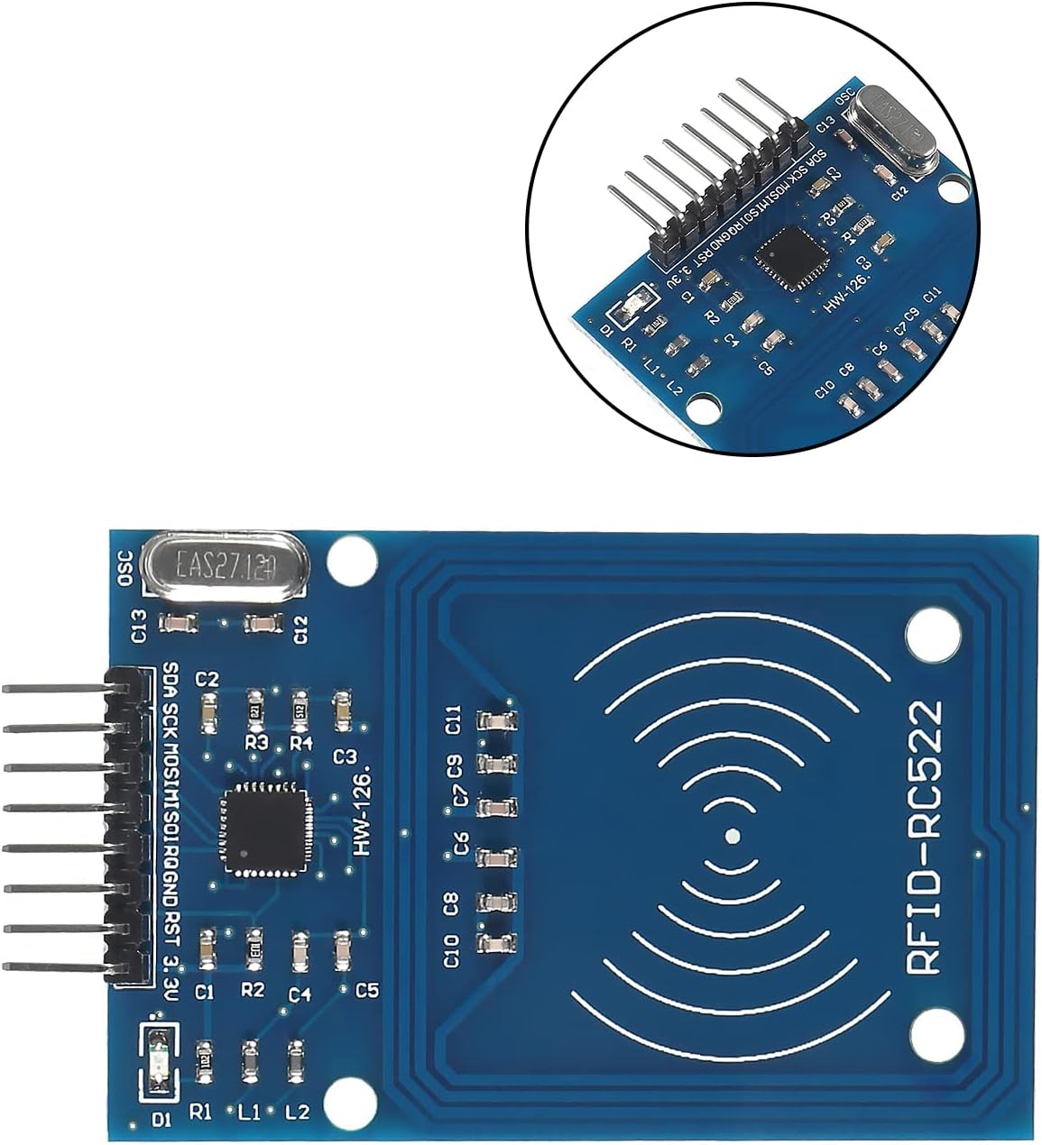 5PCS RFID Kit Mifare RC522 Reader Module RF IC Card Sensor Module with S50 White Card+Key Ring