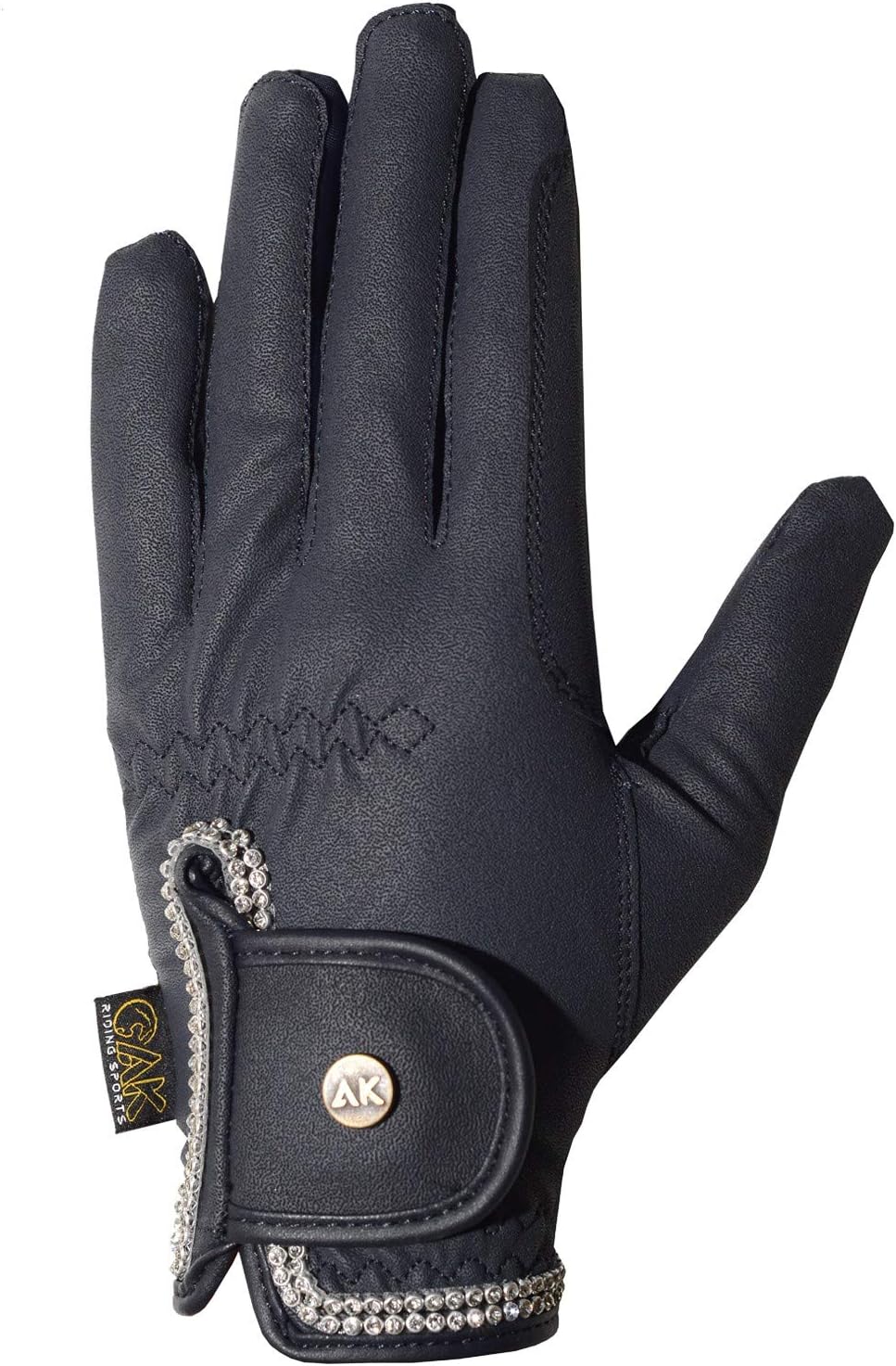 AK Horse Riding Gloves for Women & Men – Competition Equestrian Gloves with Crystal Diamante Design – Comfortable