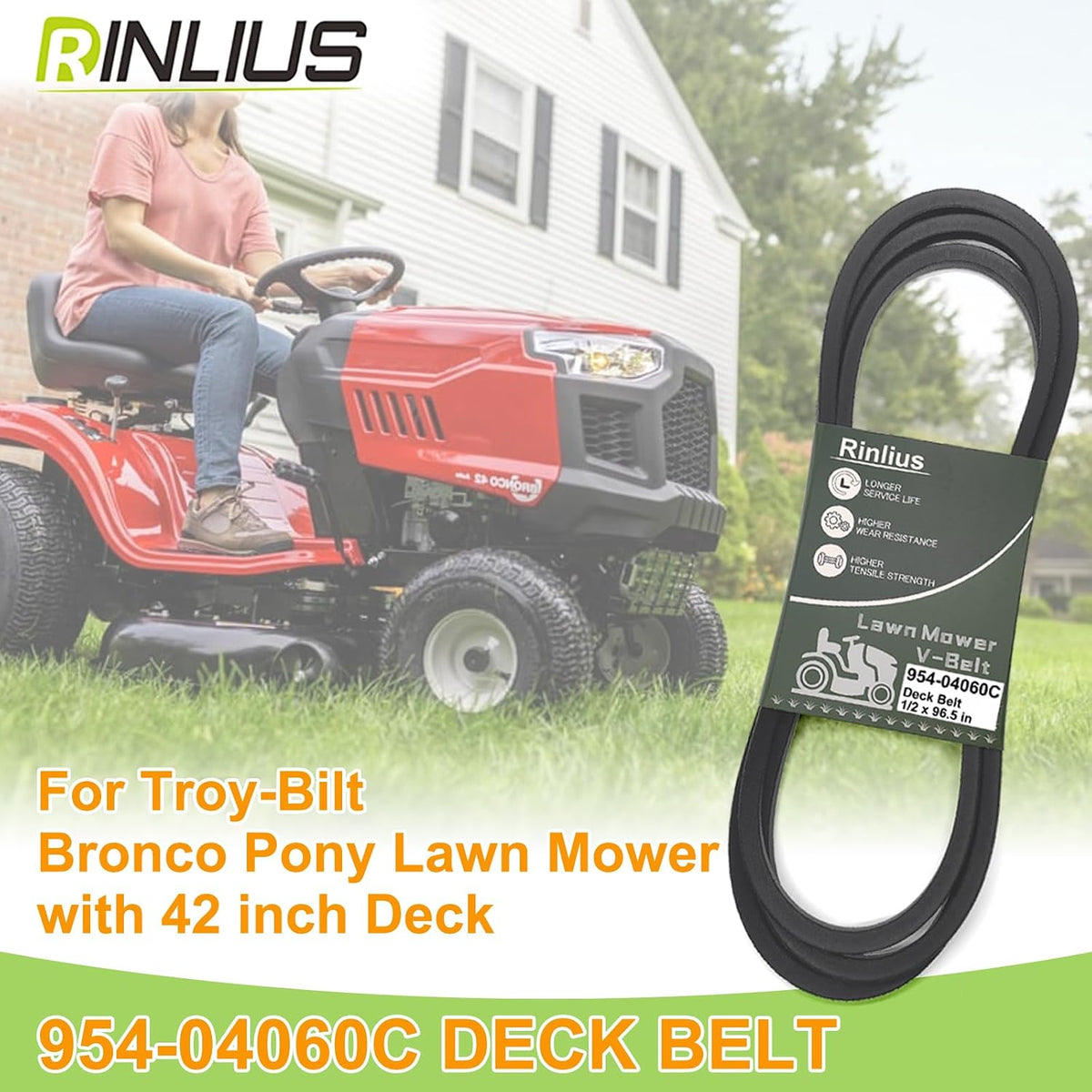 Mower Deck Belt 954-04060C for Craftsman Troy-Bilt Cub Cadet John Deere MTD 42 inch Decks 954-04060B 954-04060 754-04060 754-04060C Lawn Mowers(1/2" x 96.5")