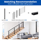 36" Black Cable Railing Post Surface Mount Angle Drilled PS01 BA4S