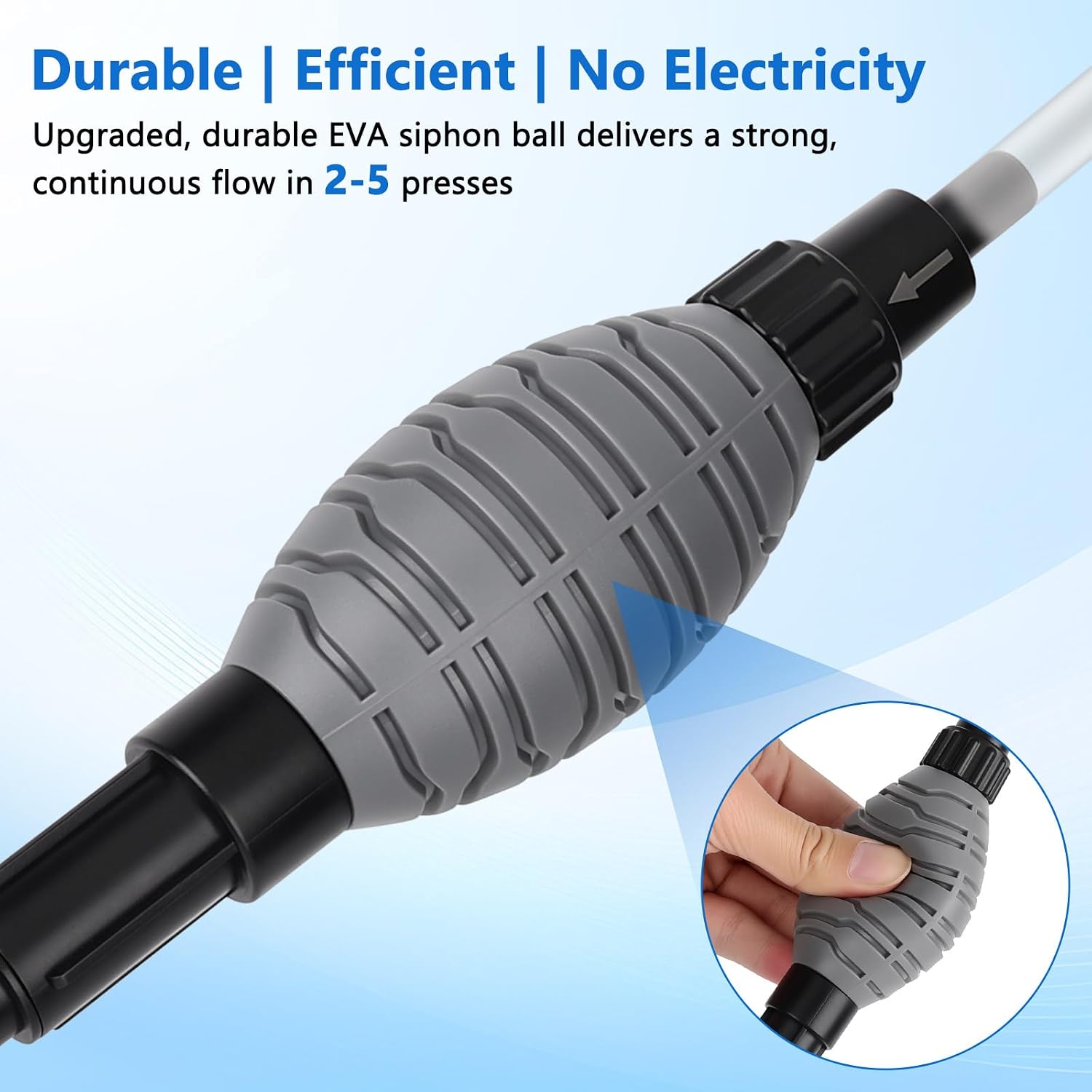 Gravel Vacuum for Aquarium Siphon - Adjustable Flow Fish Tank Cleaner | Manual Siphon Pump with Handle, Water Changer