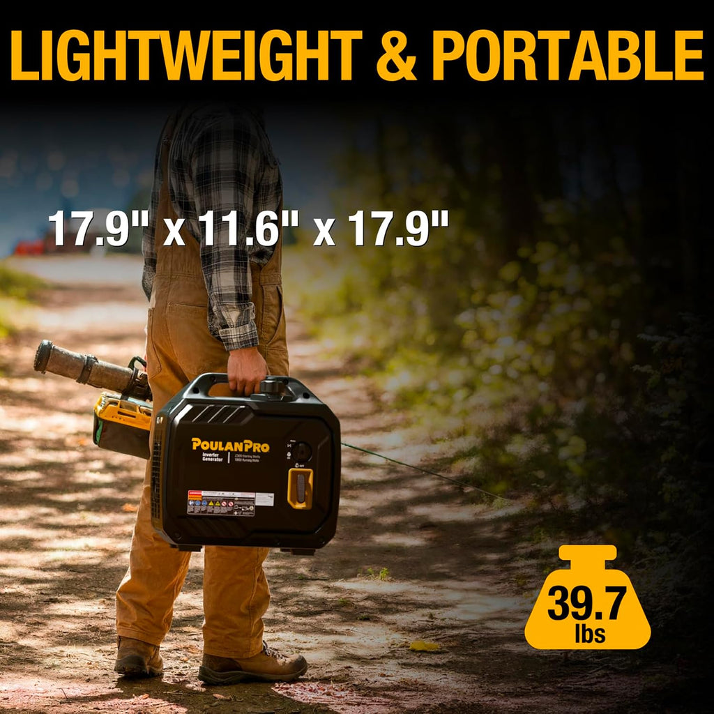 2300W Portable Inverter Generator, Quiet Gas Powered Generator for Home Backup, Camping & RV, with USB Ports, ECO
