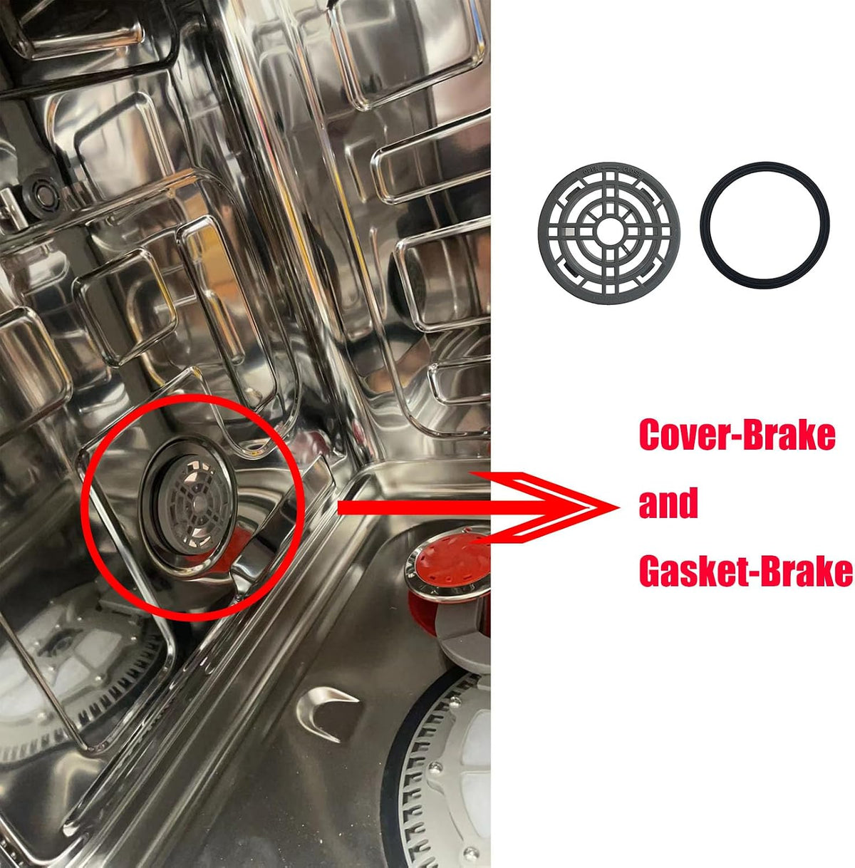 DD63-00073A Cover-Brake and DD63-00072A Gasket-Brake For Samsung Dishwasher DW80R5060 DW80R5061 Series （Match for DD82-01111A(B) dishwasher case break and overflow sensor)