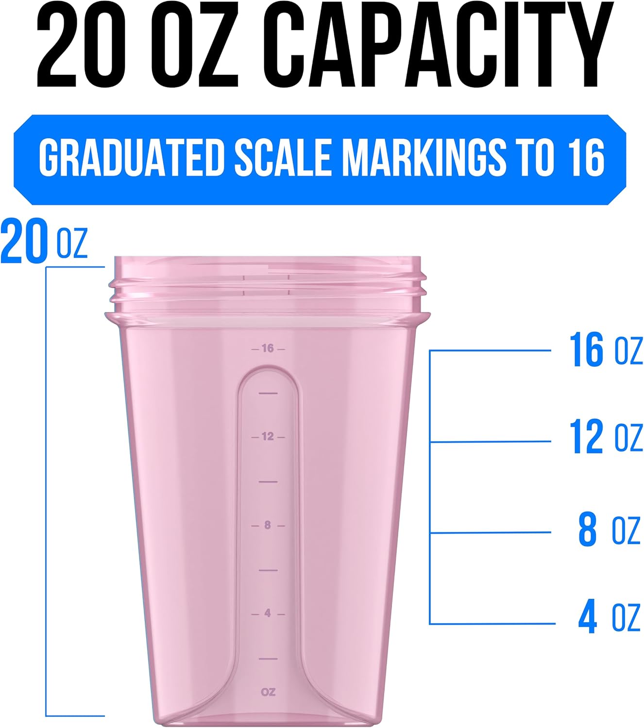 4 Pack 20oz Protein Shaker Bottle for Protein Mixes, Berry Blend | 4x Wire Whisk, Leak Proof Shaker Cups for Protein