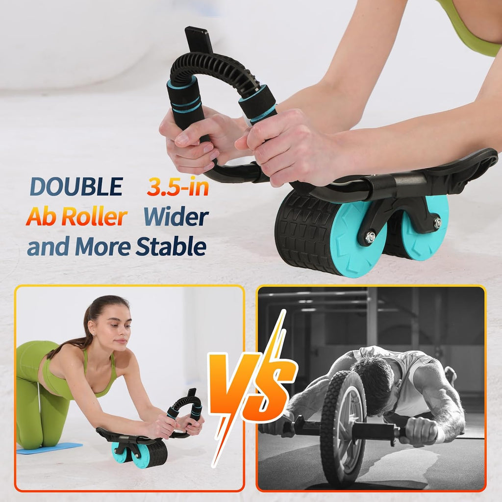 2026 Upgraded Ab Roller Wheel with Knee Mat &Timer | Full-Body Core Strength Training;Elbow Support Ab Wheel for