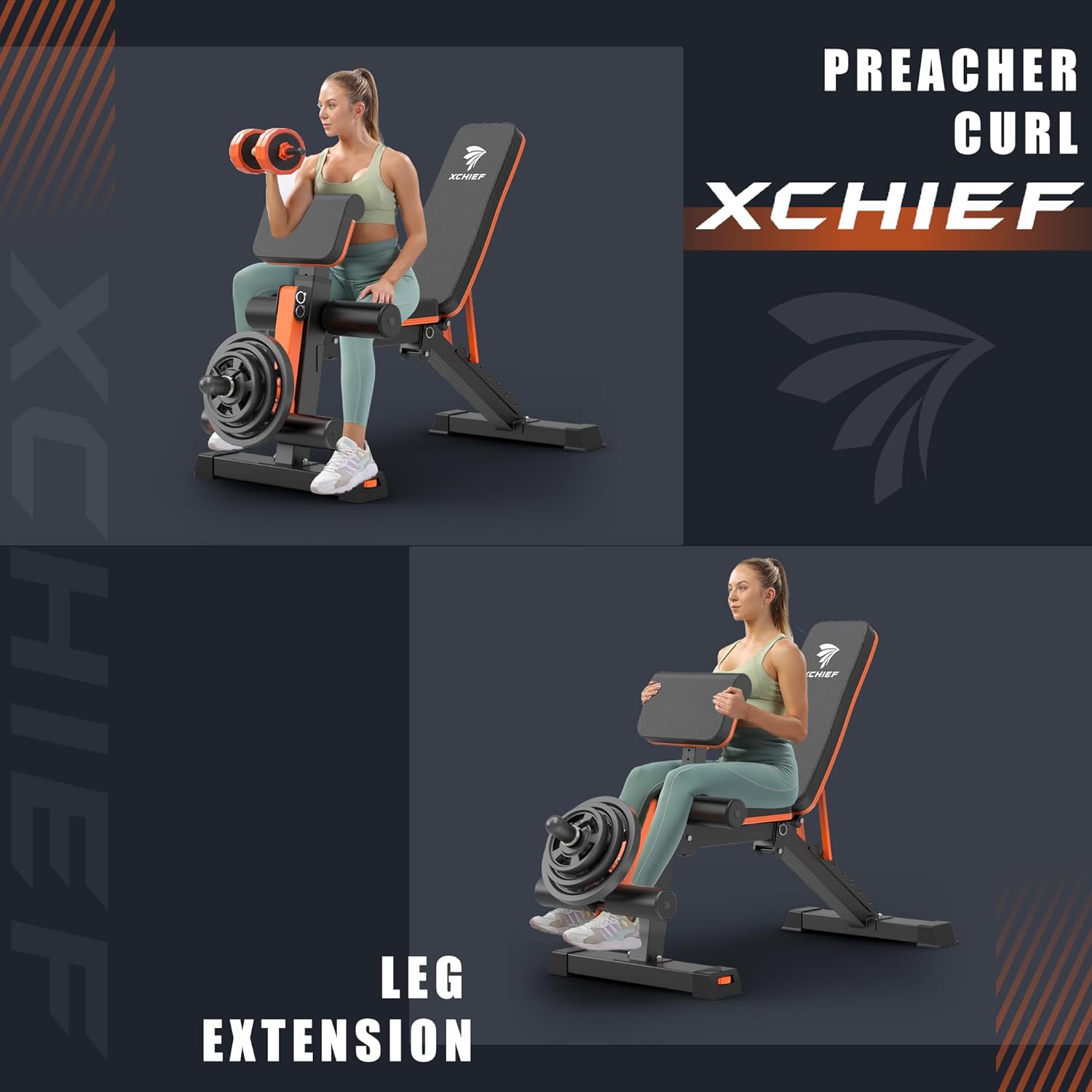 Adjustable Weight Bench - 1000LBS Capacity Heavy Duty Foldable Workout Bench for Full Body Exercise