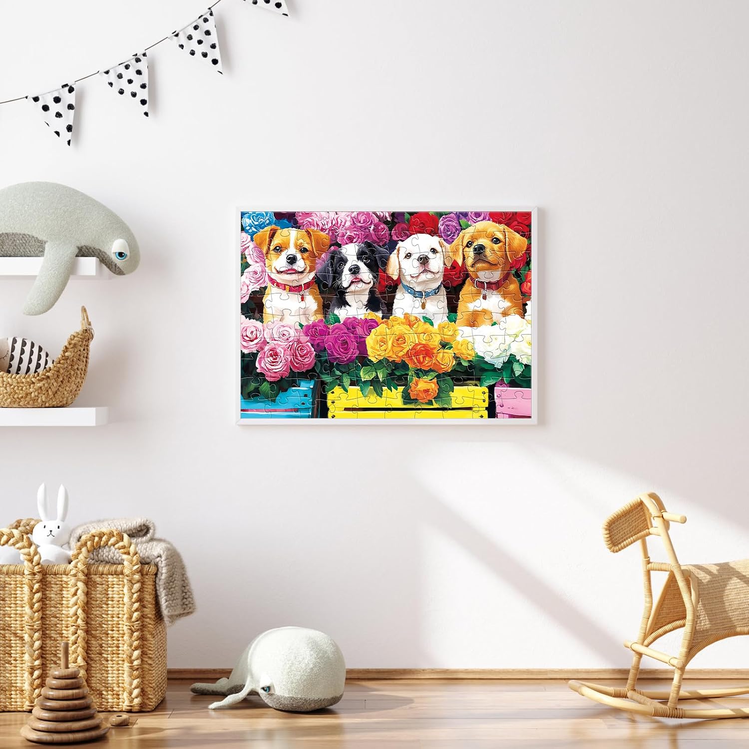 100 Piece Puzzles for Kids Ages 4-6 6-8 8-10 – Dogs Puzzles & Flower Jigsaw Puzzle, Large Piece Puzzles for Kids
