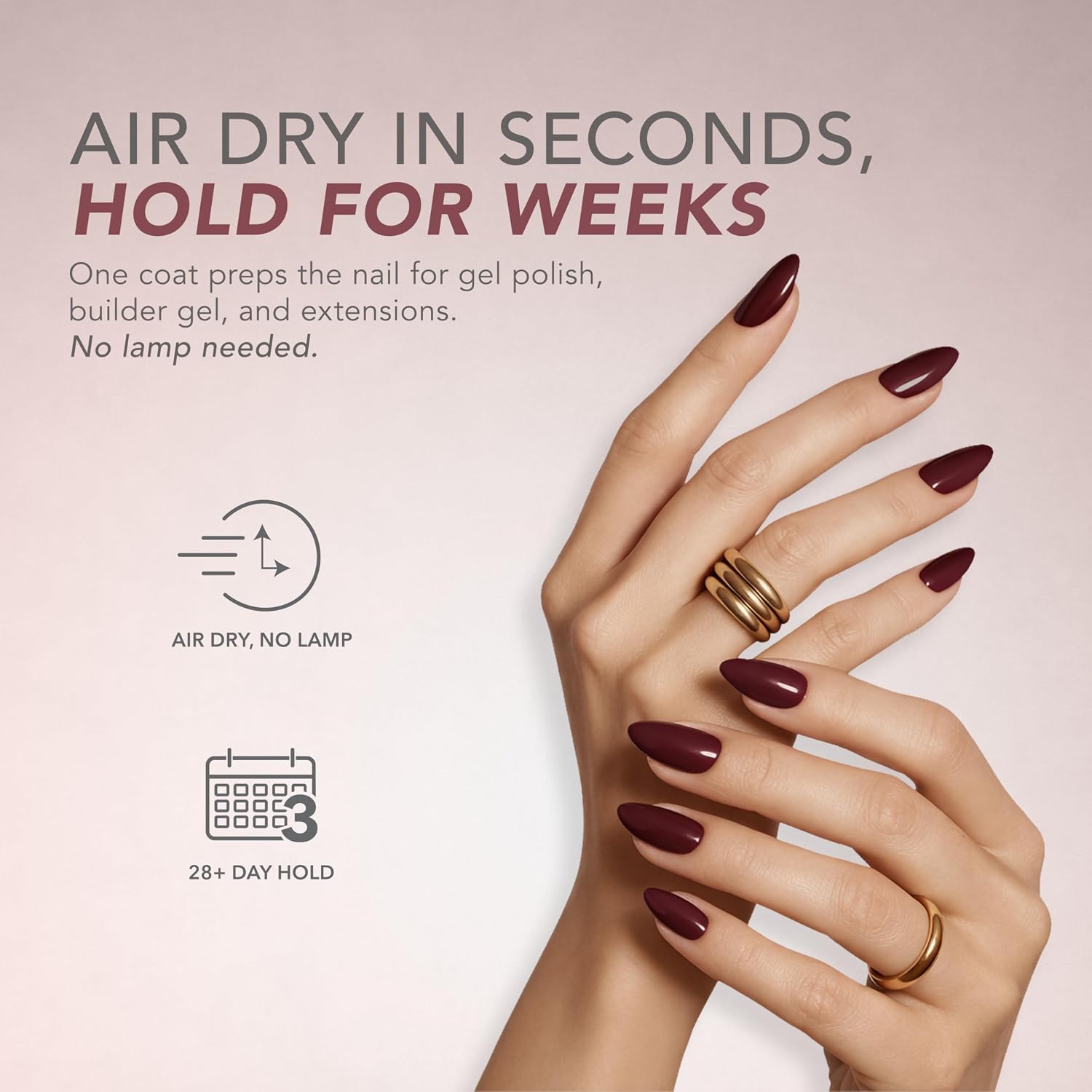 Gel Nail Primer – HEMA-Free, Acid-Free Adhesion Bond for Gel Polish, & Extensions – Fast Air Dry, 28+ Day Wear – 0.5