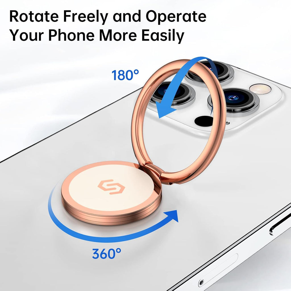 Cell Phone Ring Holder Stand, 360 Degree Rotation Finger Ring Kickstand with Polished Metal Phone Grip for Magnetic