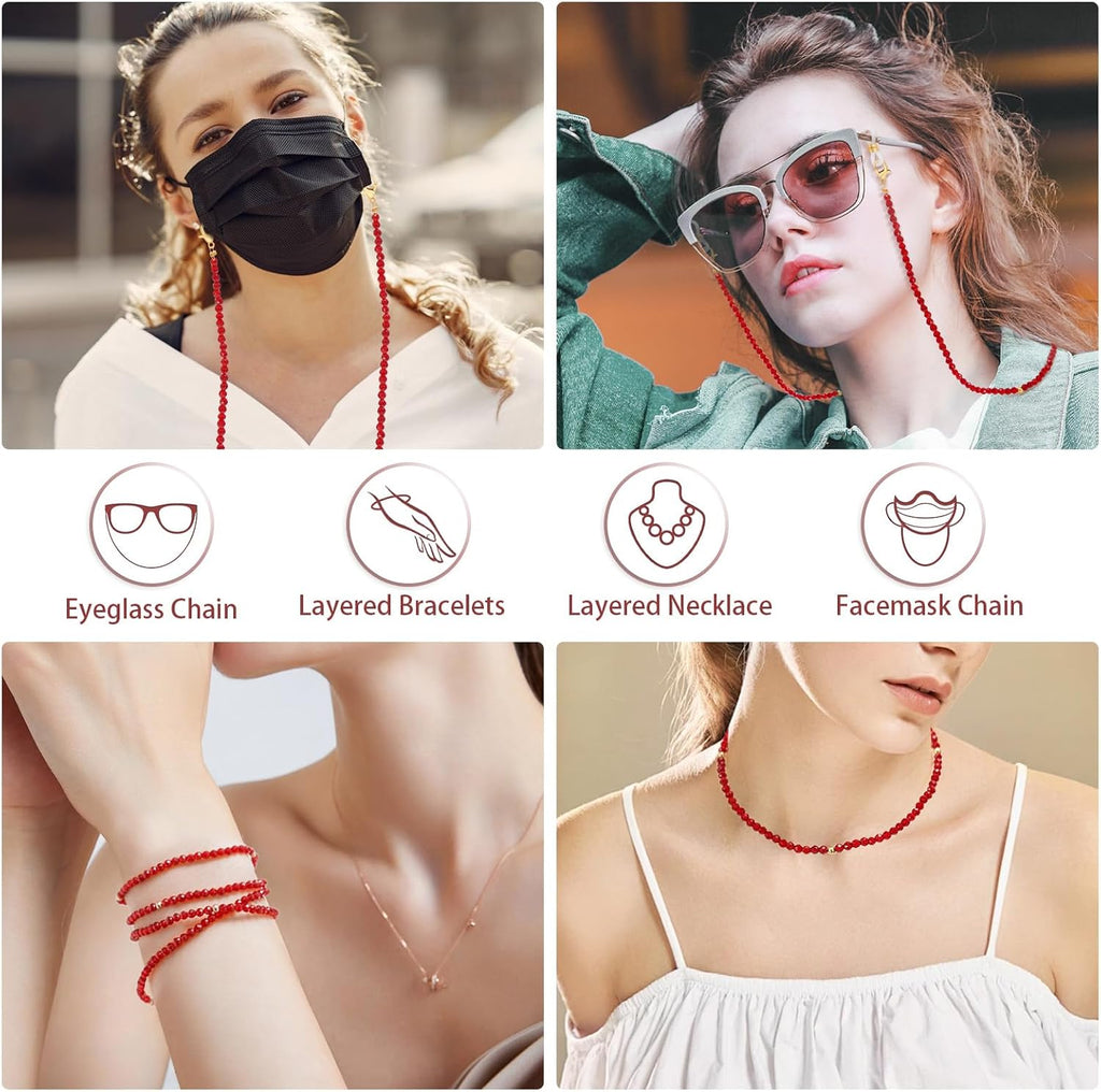 Stylish Crystal Beaded Glasses Chain around Neck for Women | Luxury Look, Faceted Seed Beads, Minimalist Gold Accent