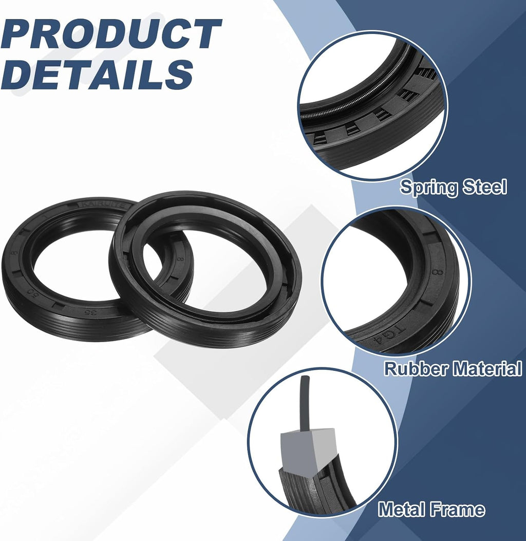 uxcell Oil Seal,35x50x8mm TC Nitrile Rubber Double Lip Cover with Hook Kit