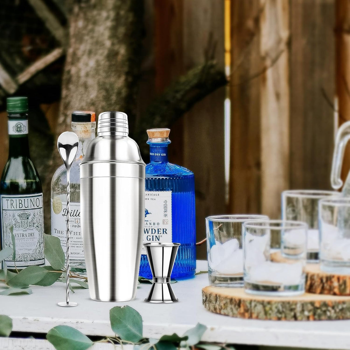 24oz Stainless Steel Cocktail Shaker Set Bartender Kit