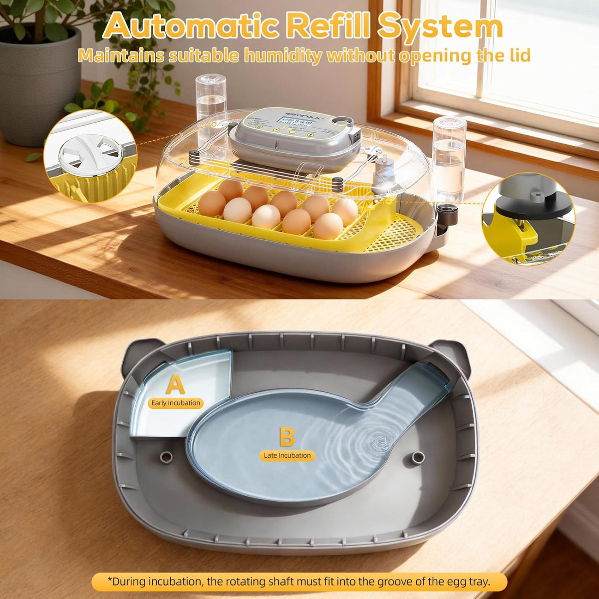 Incubator for Hatching Eggs - 24 Egg Capacity, 360° Viewing for Chicken