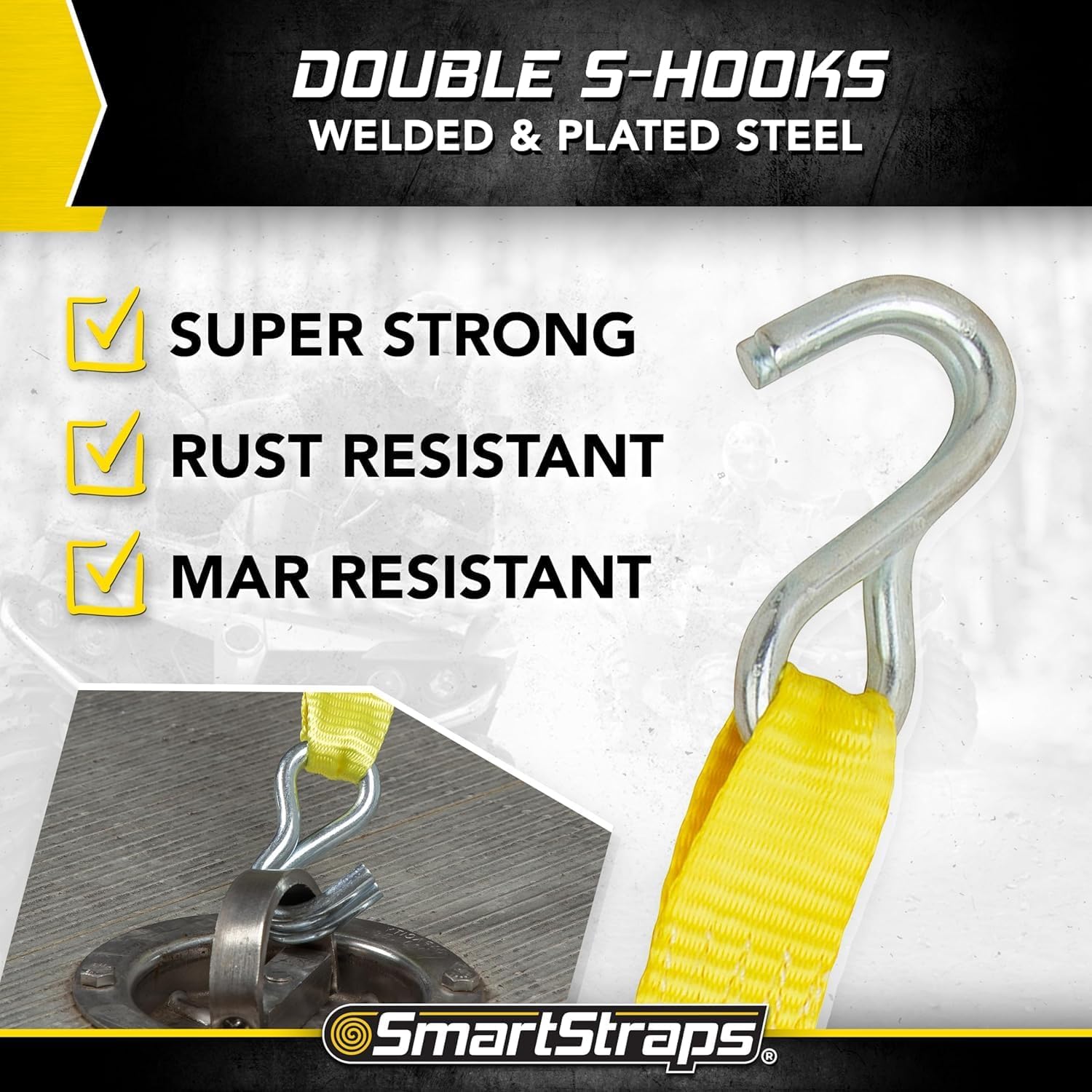 14’ Commercial Ratchet Tie Down Strap – 5,000lbs Break Strength, 1,667lbs Safe Work Load – Commercial Duty Tie Downs