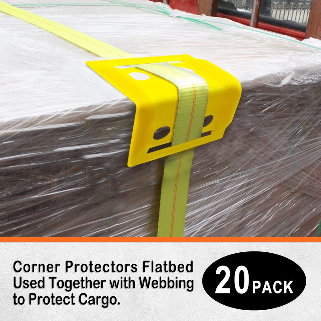 ENJ 20 Pack Flatbed Edge Protector, Edge Corner Tie Down Protector for Up to 4 Inch Straps, Protects Cargo Edges