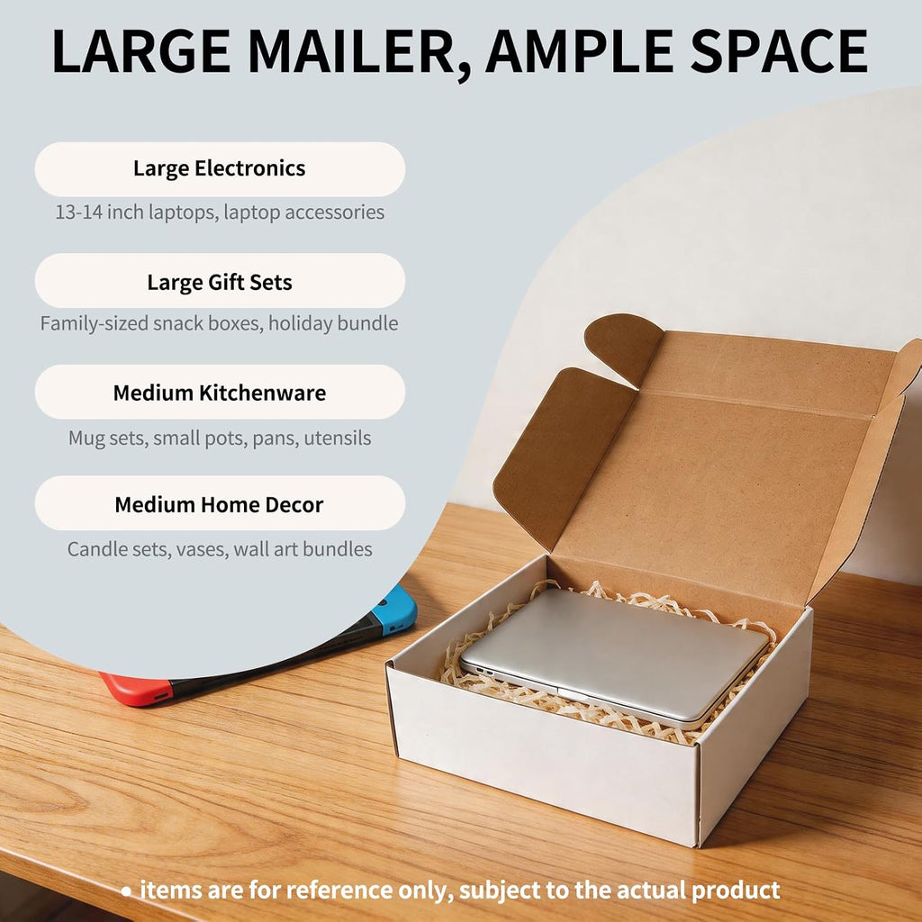 12" x 10" x 4" White Corrugated Cardboard Shipping Boxes Set of 5
